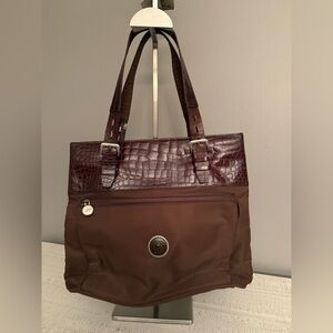 Gianni Versace Brown Crocodile-Embossed Tote Bag